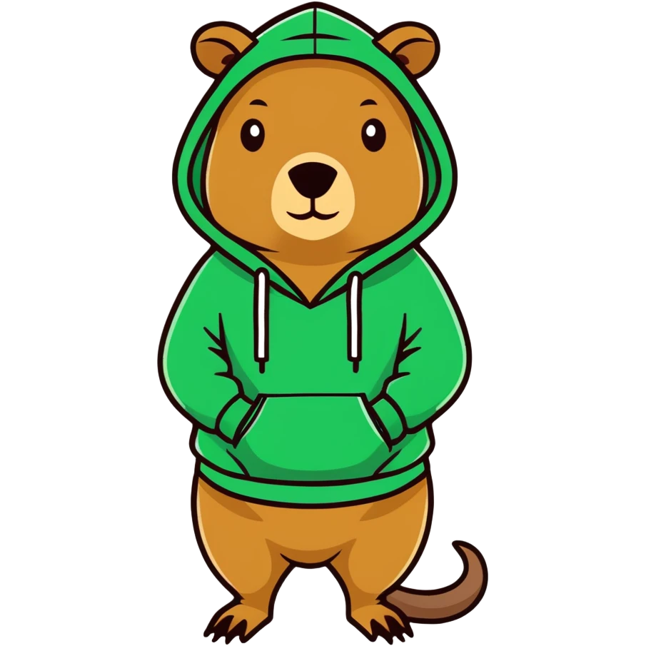 Capybara wearing a green hoodie  emoji