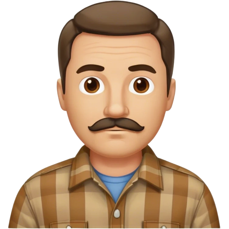 middle aged white man with dark brown mustache and goatee  standing, wearing a plaid shirt emoji