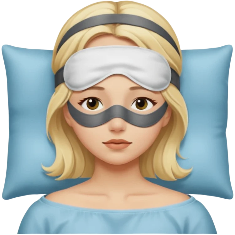 Девушка блондинка с маской для сна на лбу emoji