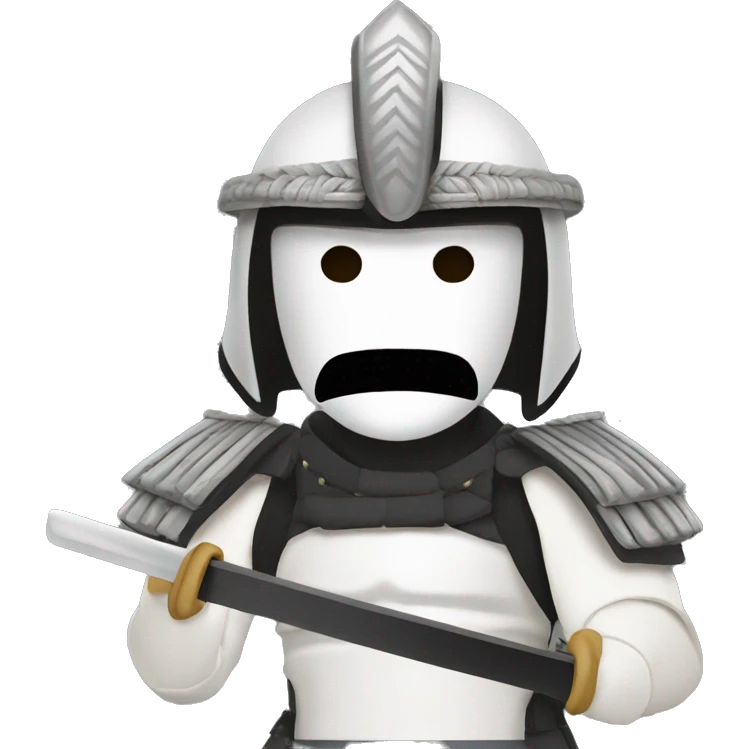 small white samurai with a sword on his mask and mask emoji