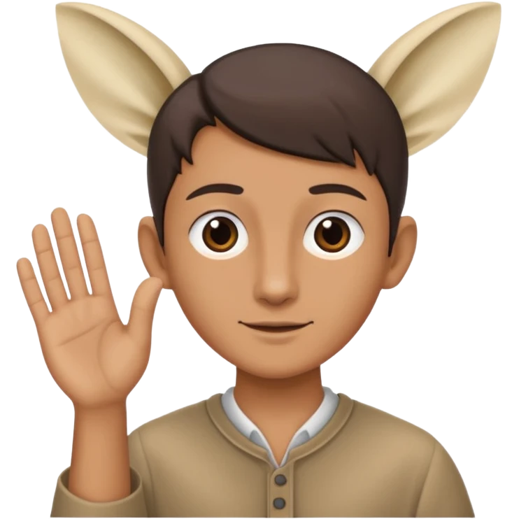 orecchio grande con mano dietro che lo sventola emoji