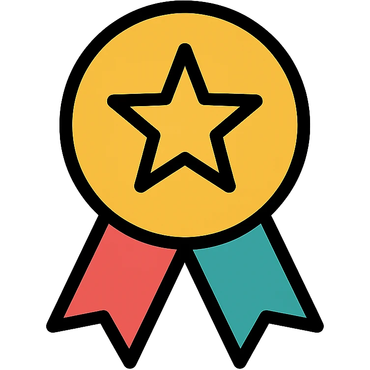 vector icon of an honorable mention award badge with gold and colorful elements, elegant and minimalist flat design, 2D flat vector, trending icon look, soft shadows, isolated on white background, no text, perfect for commercial use emoji