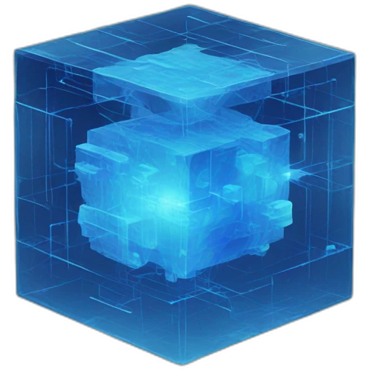 quantum cube in blue colors emoji