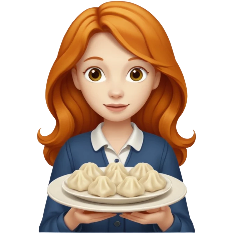 holding dumpling plate ginger woman long hair emoji