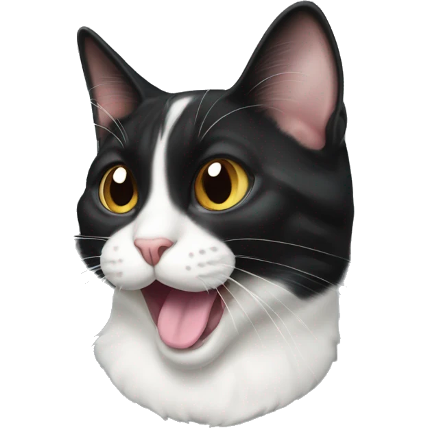 tuxedo cat with his tongue out emoji