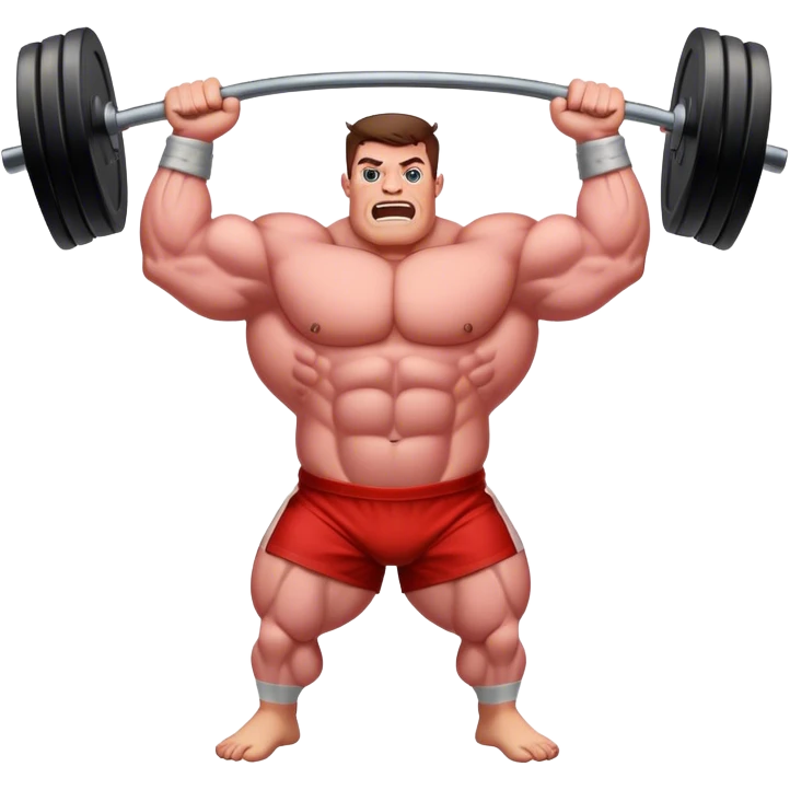 Slab of meat with big muscles lifting weights emoji
