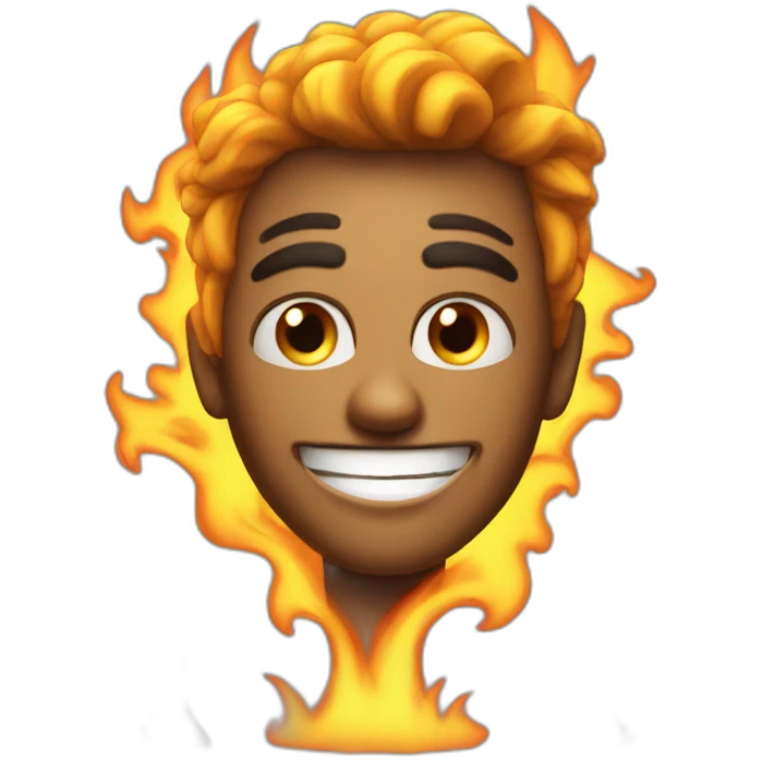 Cool Guy who have eyes in fire and big smile emoji
