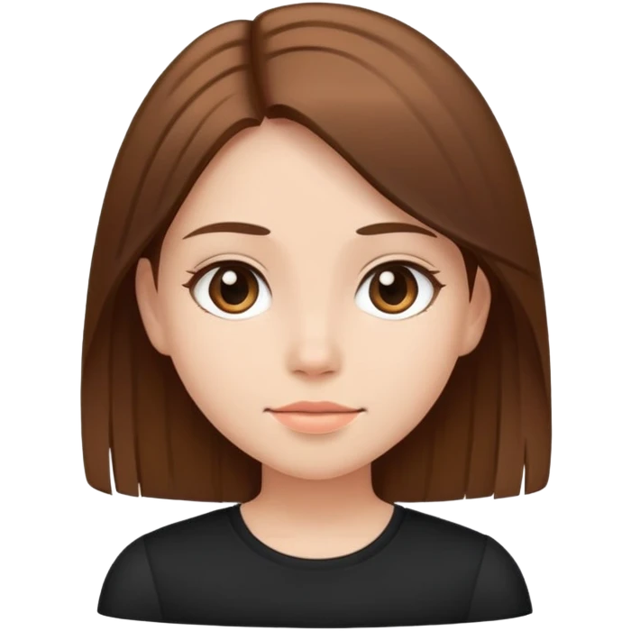 Girl with brown straight hair wearing a black top emoji