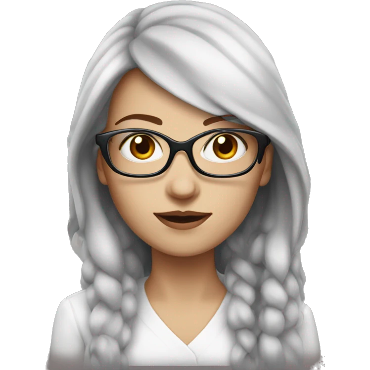 White skinned women with long burgundy hair and glasses  emoji