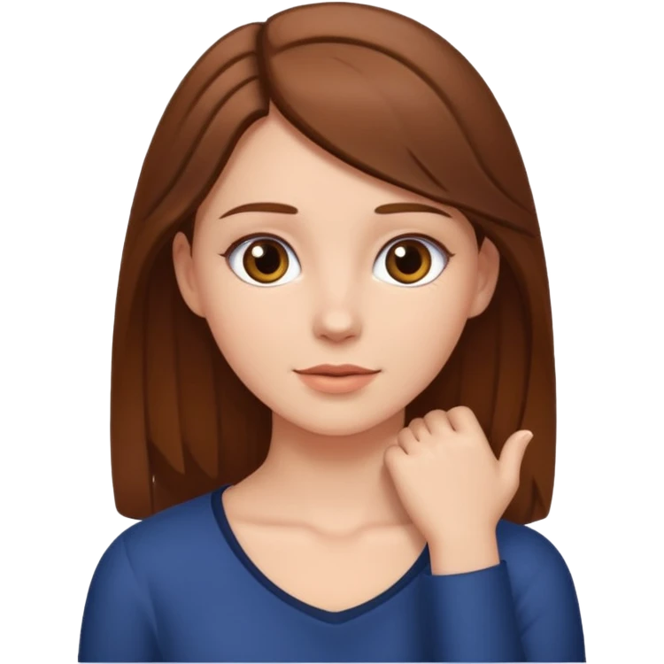 white girl brown hair hands around neck emoji
