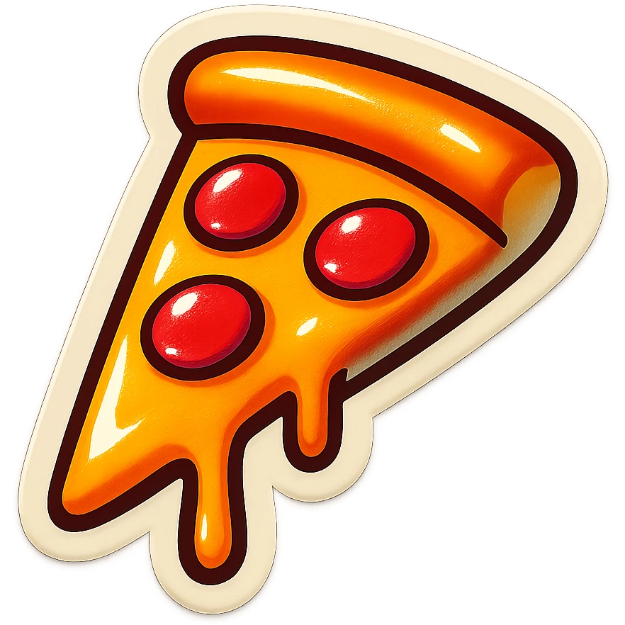 single pizza slice symbol, cartoon style sticker, simple and clear, no text emoji