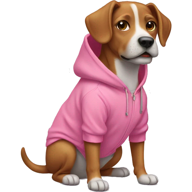 Dog wearing a pink hoodie emoji
