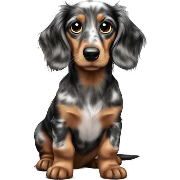 Tri Merle long haired Dachshund Puppy  emoji
