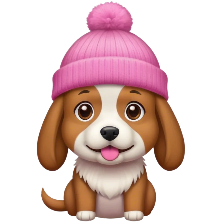 dog wearing a pink beanie emoji
