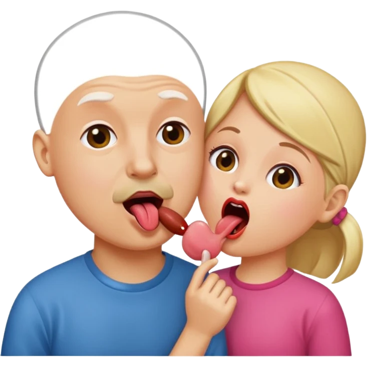 Bald man licking tounge od young girl  emoji