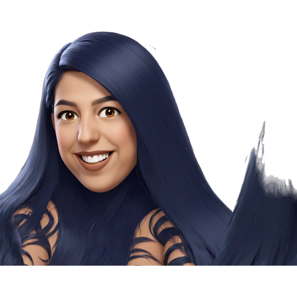 smiling with long black hair emoji