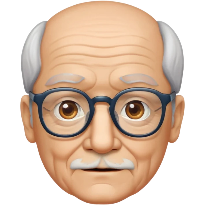 elderly man with square glasses and square face emoji