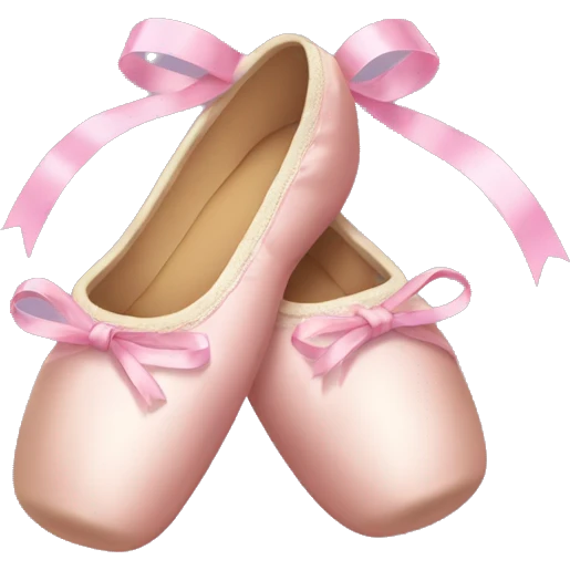  an emoji featuring a ballet slipper with ribbons and a girly aesthetic. emoji