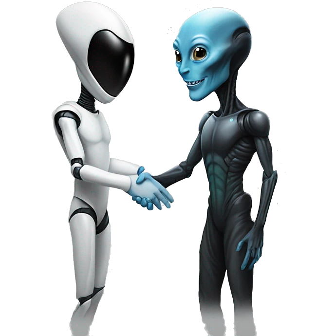 Alien and Elon Musk are shaking hands  emoji