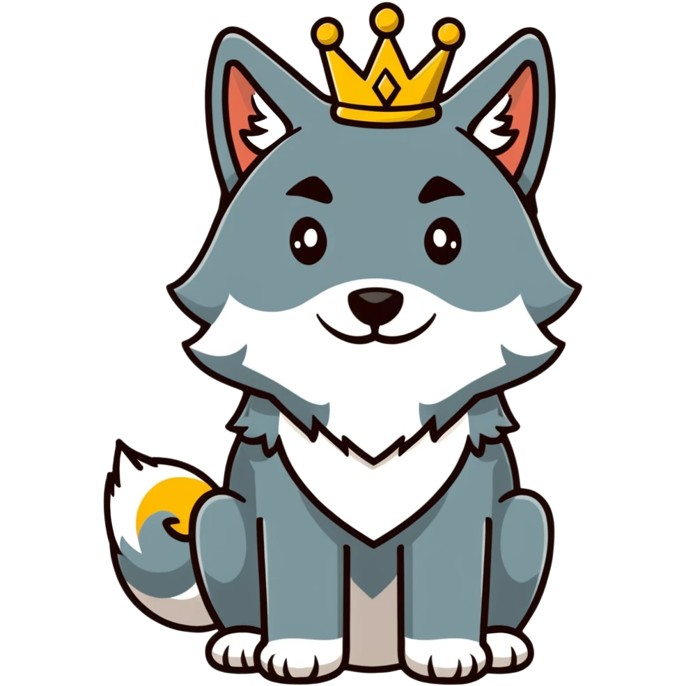 noble wolf with a golden crown emoji