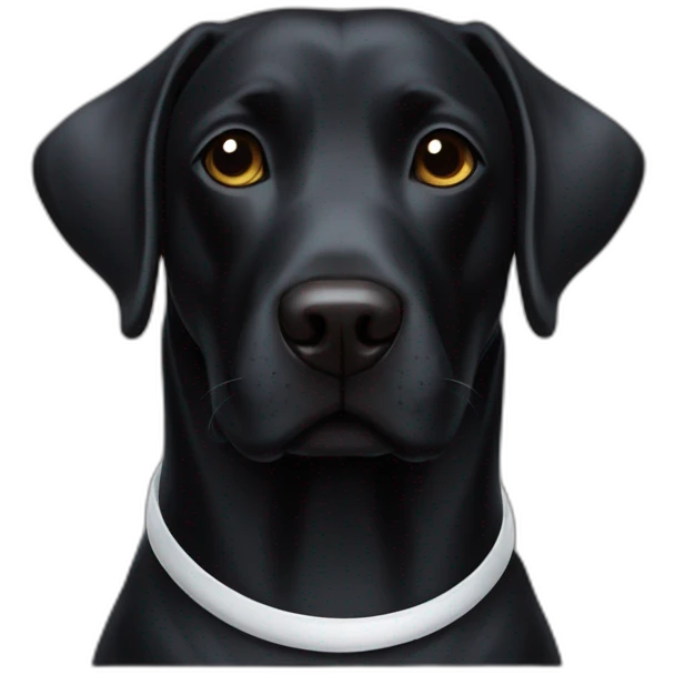 Black dog Labrador with a elizabethan collar emoji