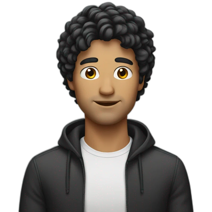 man with wig black haired emoji