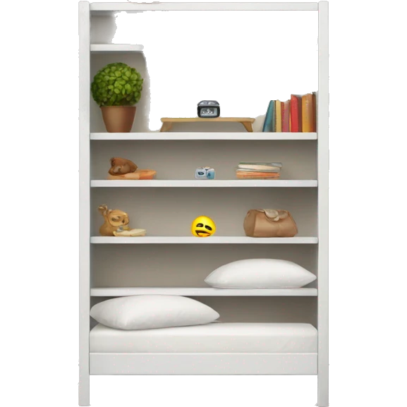 Shelf is next to the bed emoji