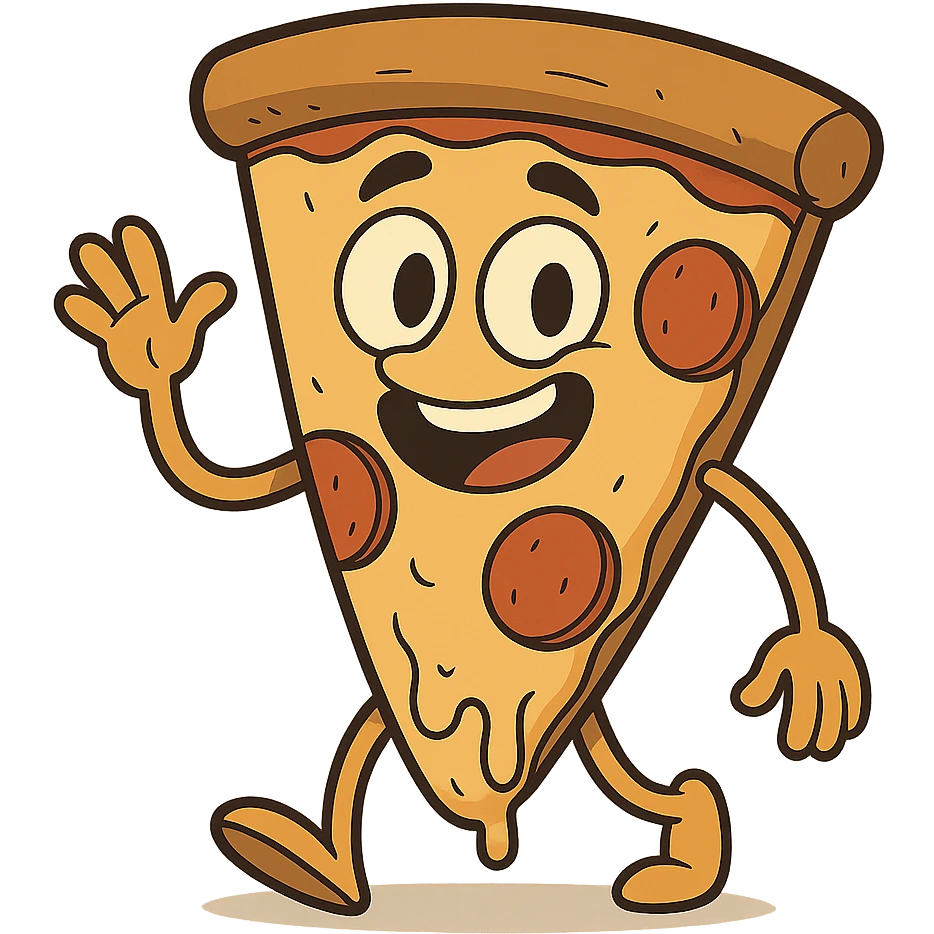playful slice of pizza in flat toon style emoji