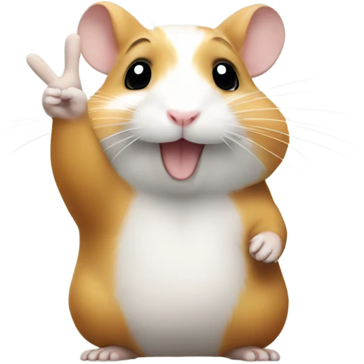 Hamster holding up peace sign emoji