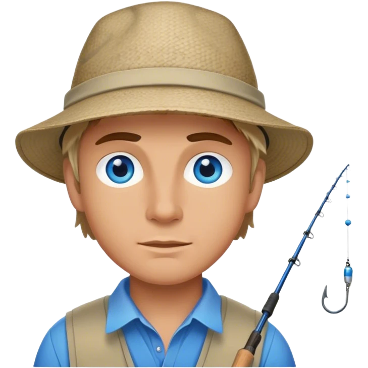 Hayes with blue eyes fishing emoji
