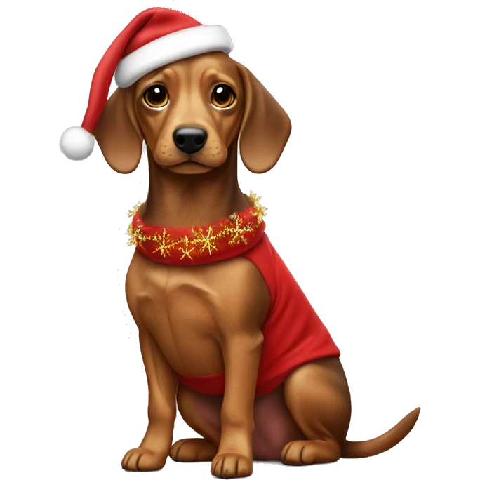 Dog wearing chrismast colthes ( teckel ) emoji