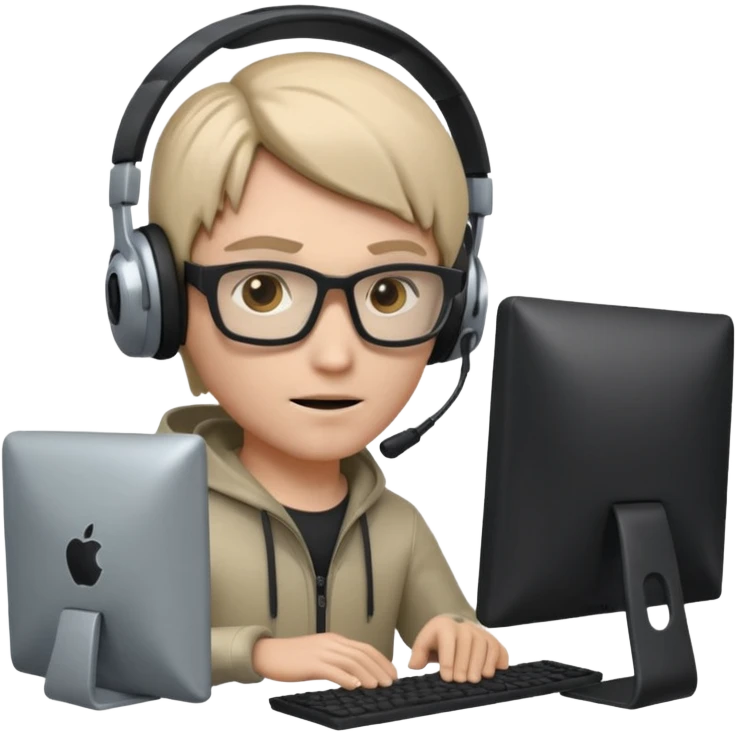 a 3d hacker with computer emoji
