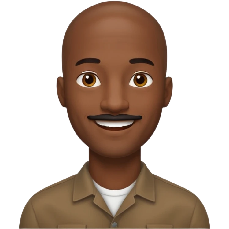 a tall dark hansome black man shaved head thin mustash emoji