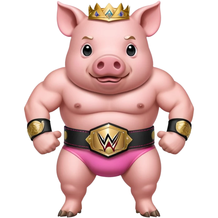 Pig with wwe championship emoji