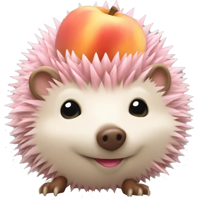 Hedgehog with pink peach emoji
