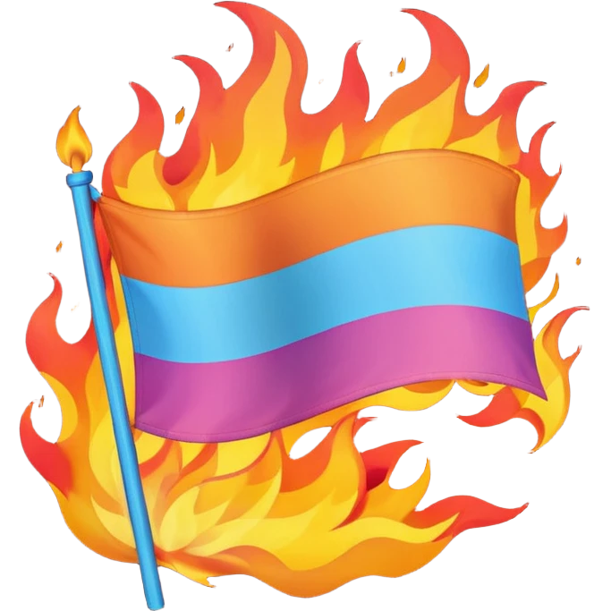 A burning trans flag emoji