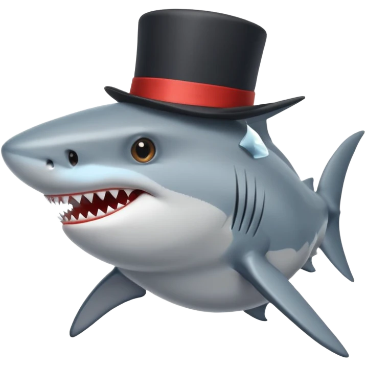 Shark with a top hat emoji