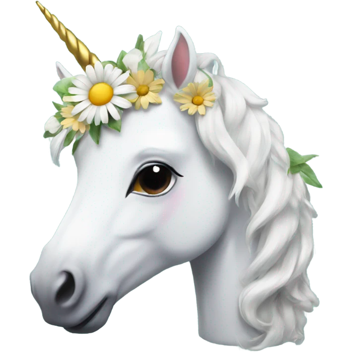 unicorn with daisy flower crown  emoji
