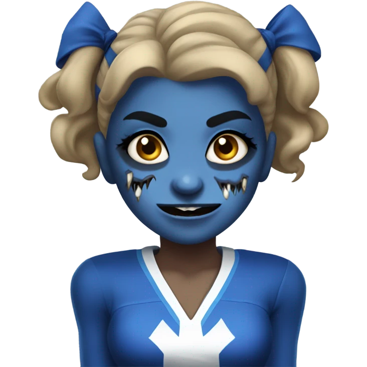 Scary cheerleaders in blue emoji