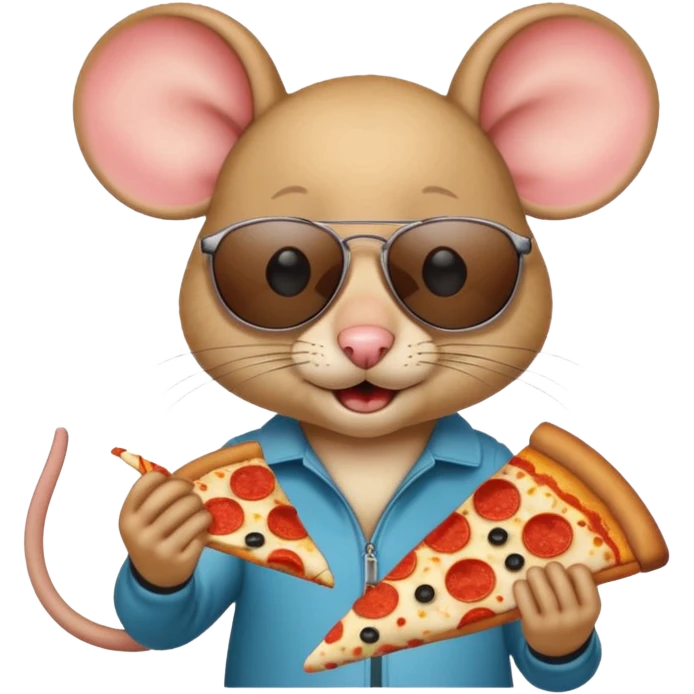 mouse wearing sunglasses eating a pizza emoji