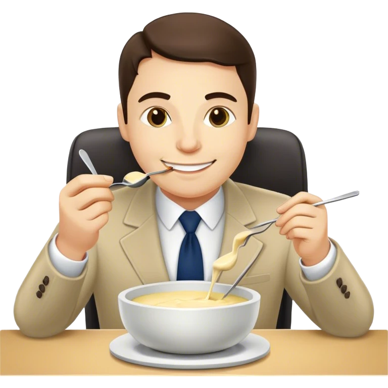 Bank manager eating Fondue emoji