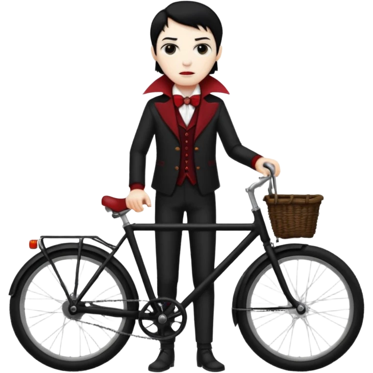 vampire stand back of the bicycle. emoji