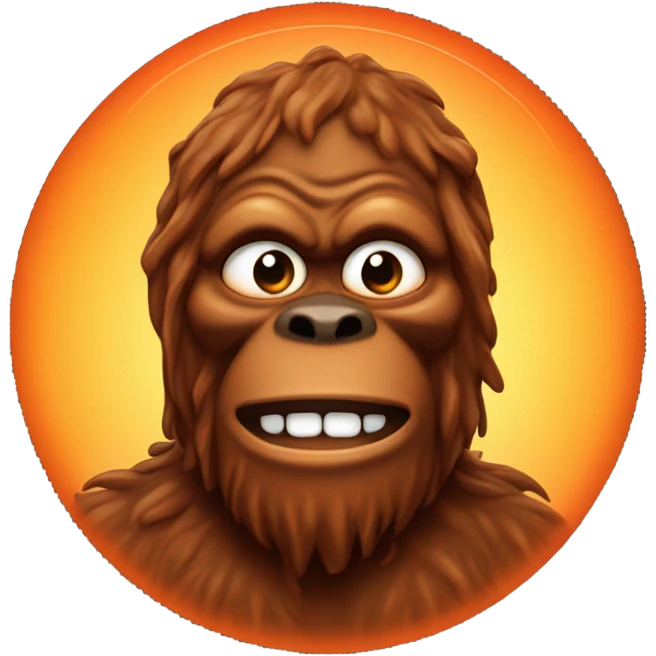 A tiny Sasquatch with buffalo sauce dipping out his mouth emoji