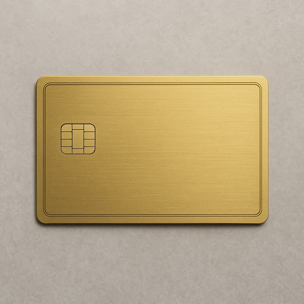 realistic style American Express Gold credit card, gold color, no text emoji