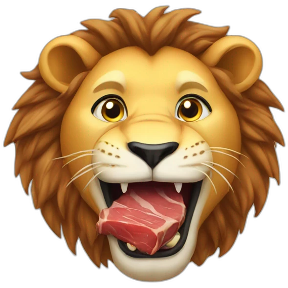 Lion eating meat emoji
