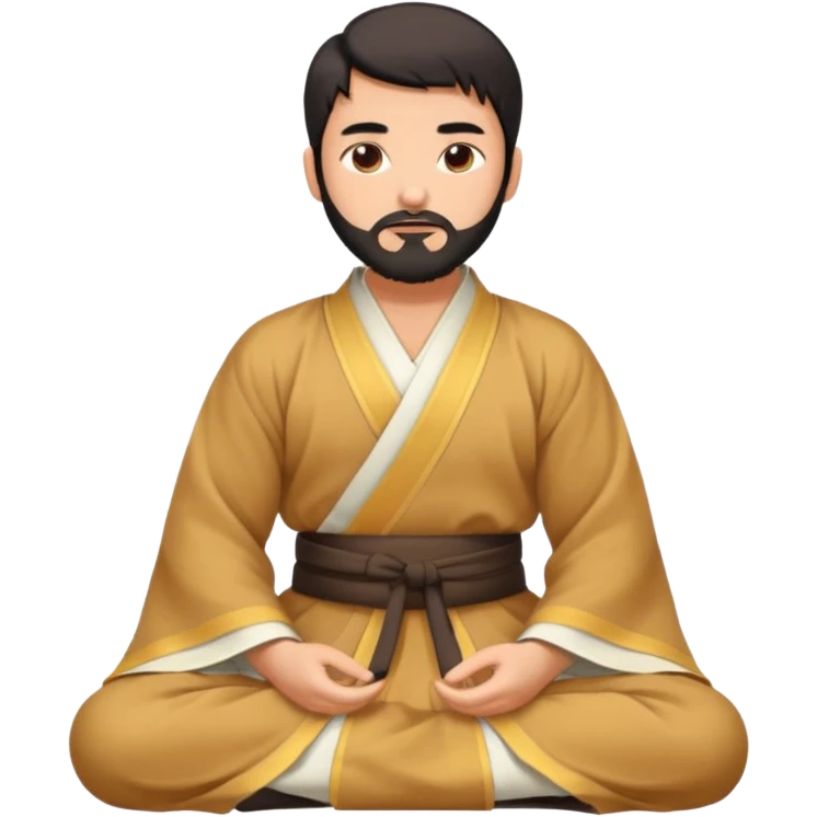 Beautiful man with lightly tan skin and dark beard in Hanfu sitting on the ground emoji