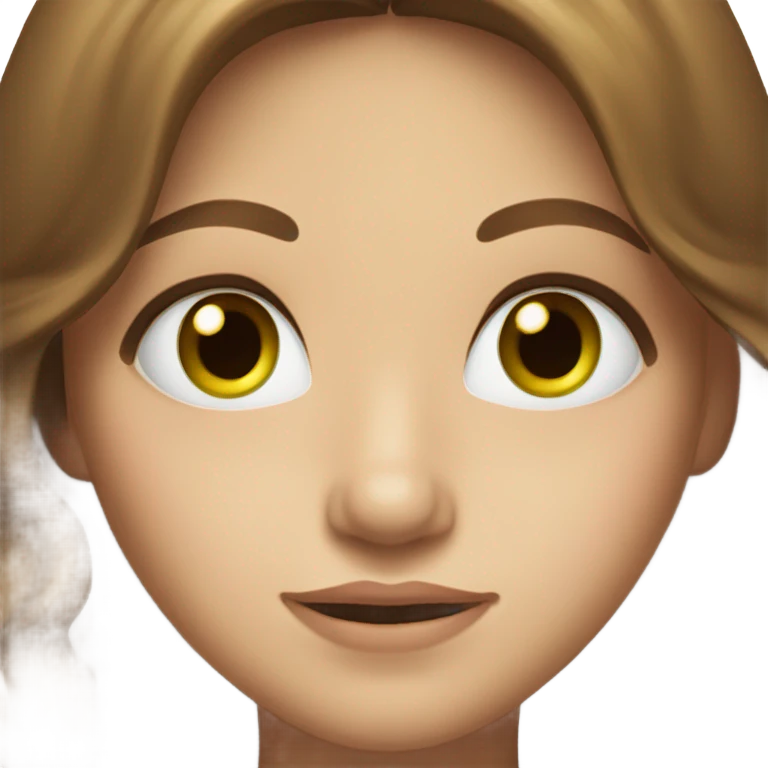 Pretty girl with long brown hair green eyes  emoji
