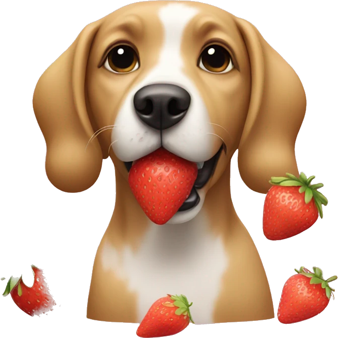 Dog with strawberry  emoji