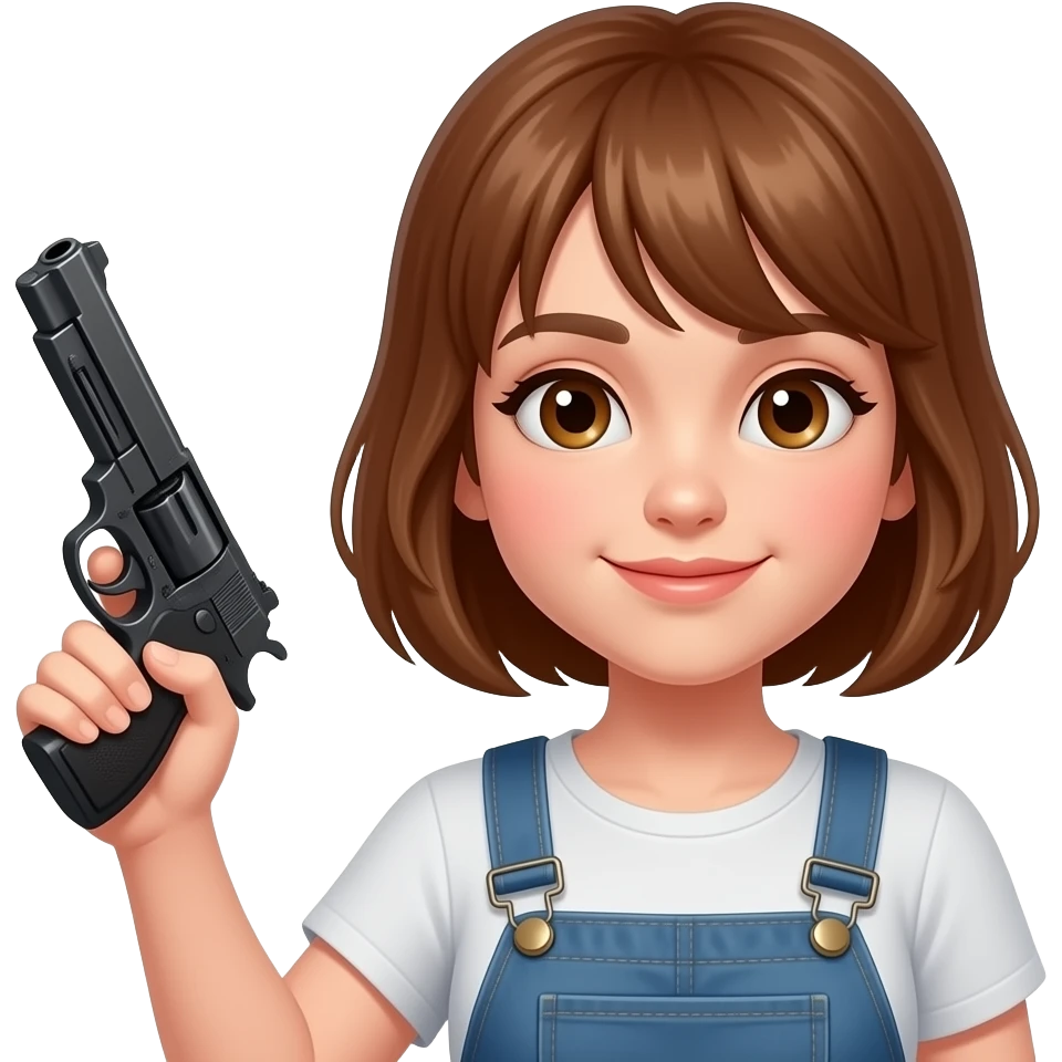 Gun in hands of girl emoji