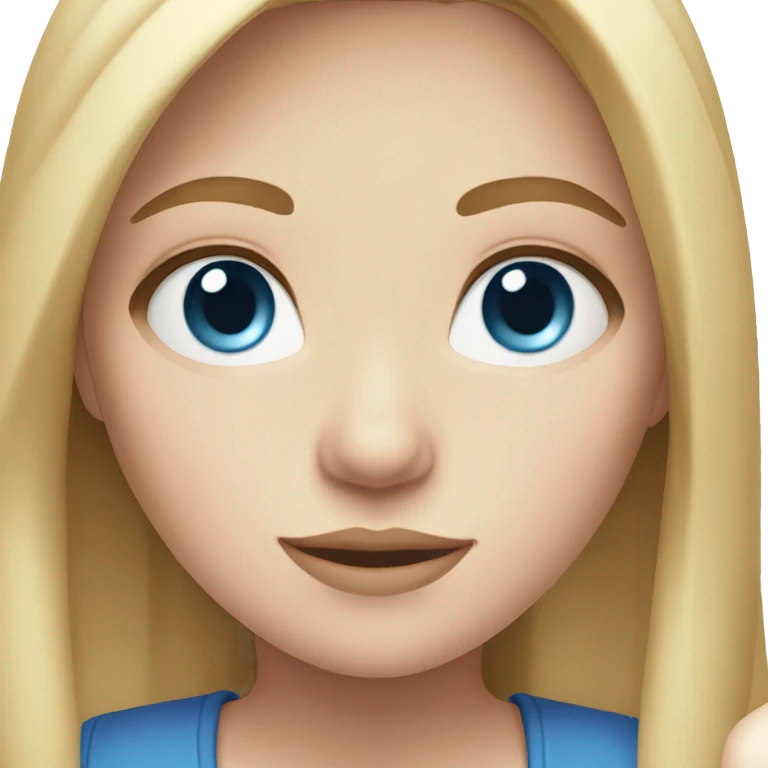white girl with blue eyes and blonde straight hair  emoji